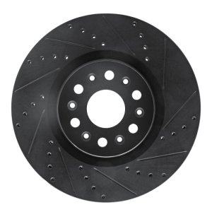 Buick Enclave Brake Rotor (1) - Front Right - R1 Concepts - Drilled & Slotted - Black - `17-`25